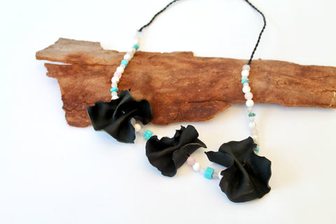 Bull Kelp, Turquoise, Magnesite & Rose Quartz Necklace