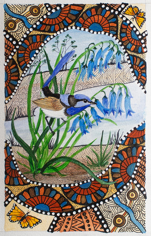 Watercolour and fine liner - Blue Wren