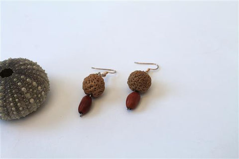 Ininti Seed and Quandong Seed Earring in Red (standard length)